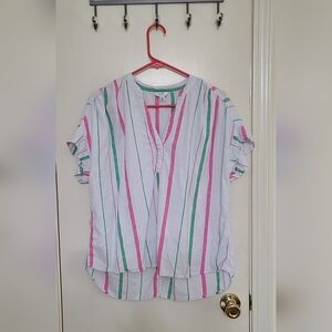 Crown And Ivy Striped Short Sleeve Blouse